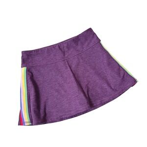 Old Navy Active Girls Purple Skort Retro Rainbow Side Stripe Size M 8 Go-Dry